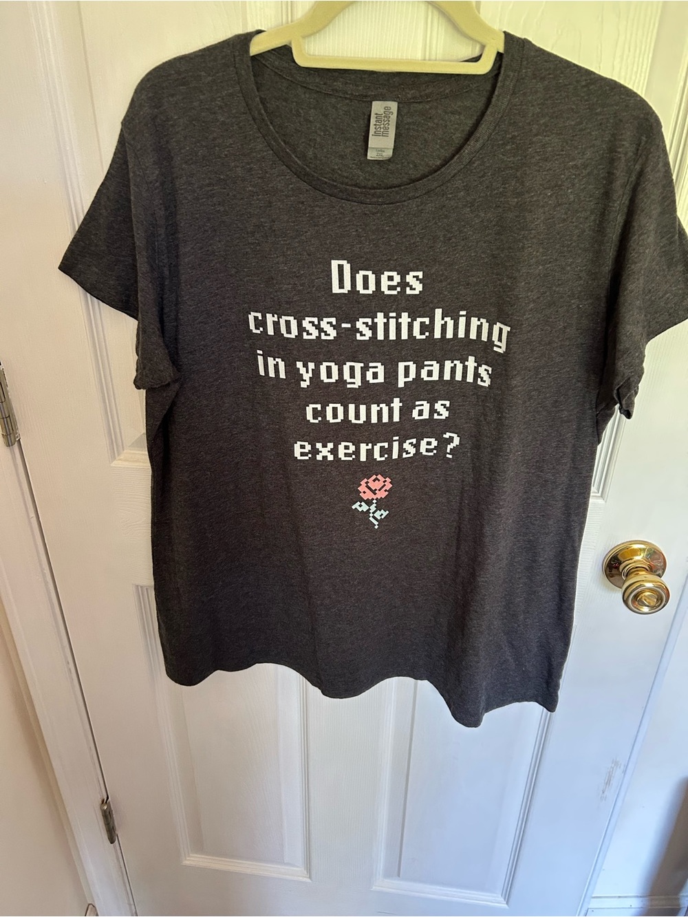 Graphic Tee - Does Cross-Stitching in Yoga Pants Count as Exercise? - Charcoal